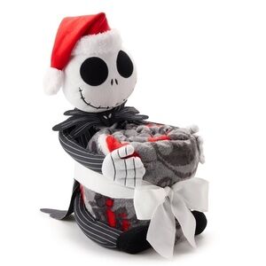 🆕 Nightmare Before Christmas Jack Skellington Plush Doll & Throw Holiday Santa